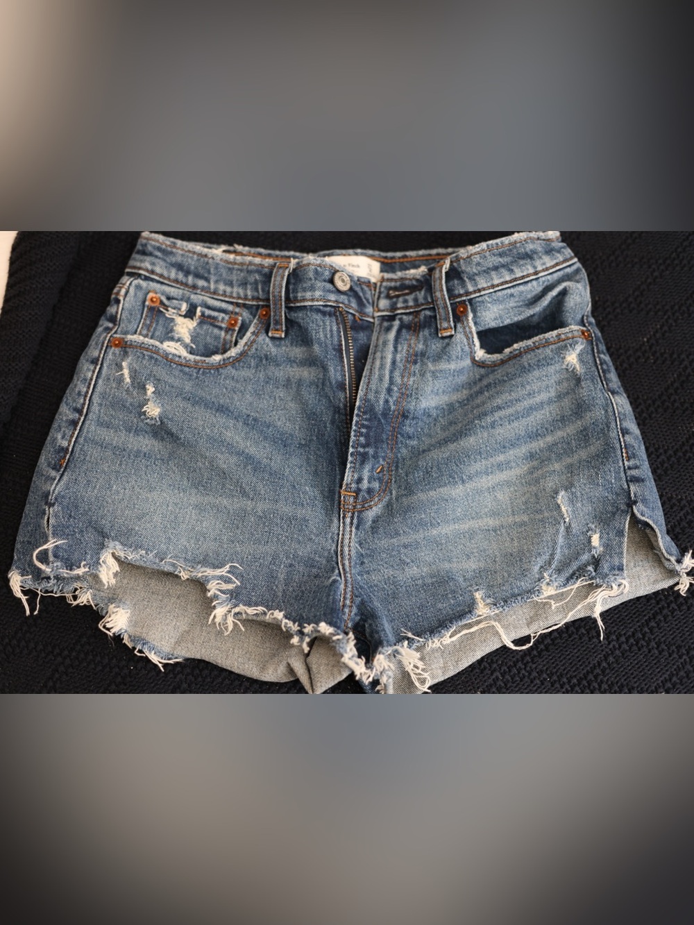Abercrombie & Fitch Distressed Light Blue Denim Shorts